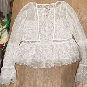 Free People White Lace Top/Blouse